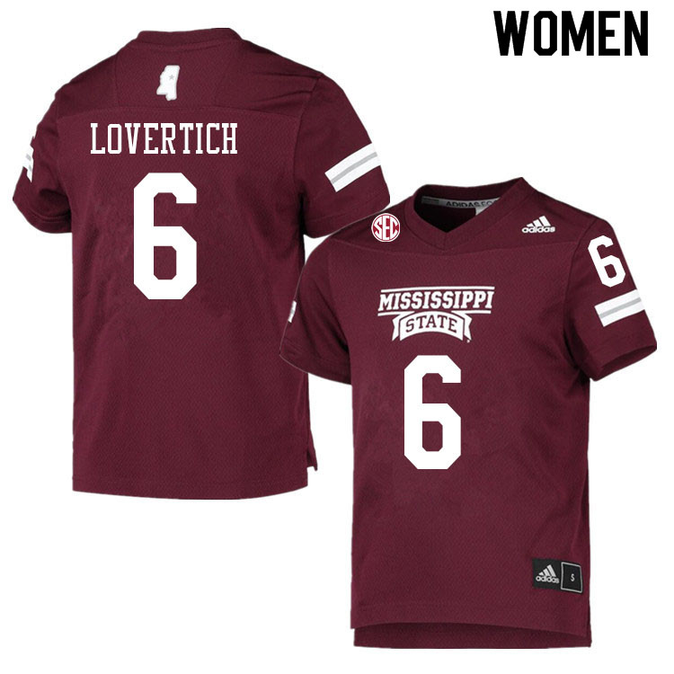 Women #6 Chance Lovertich Mississippi State Bulldogs College Football Jerseys Sale-Maroon